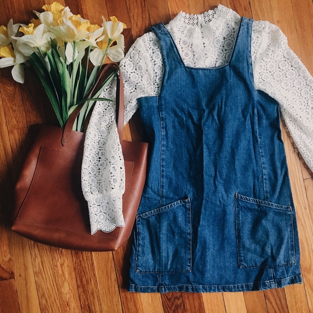 Topshop Moto Denim Pinafore Dress